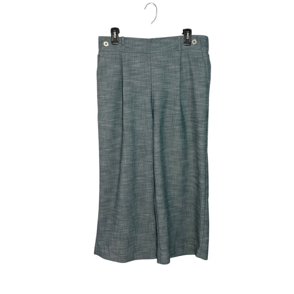 Nanette Lepore sage green cotton blend wide leg pull on crop trouser - L
